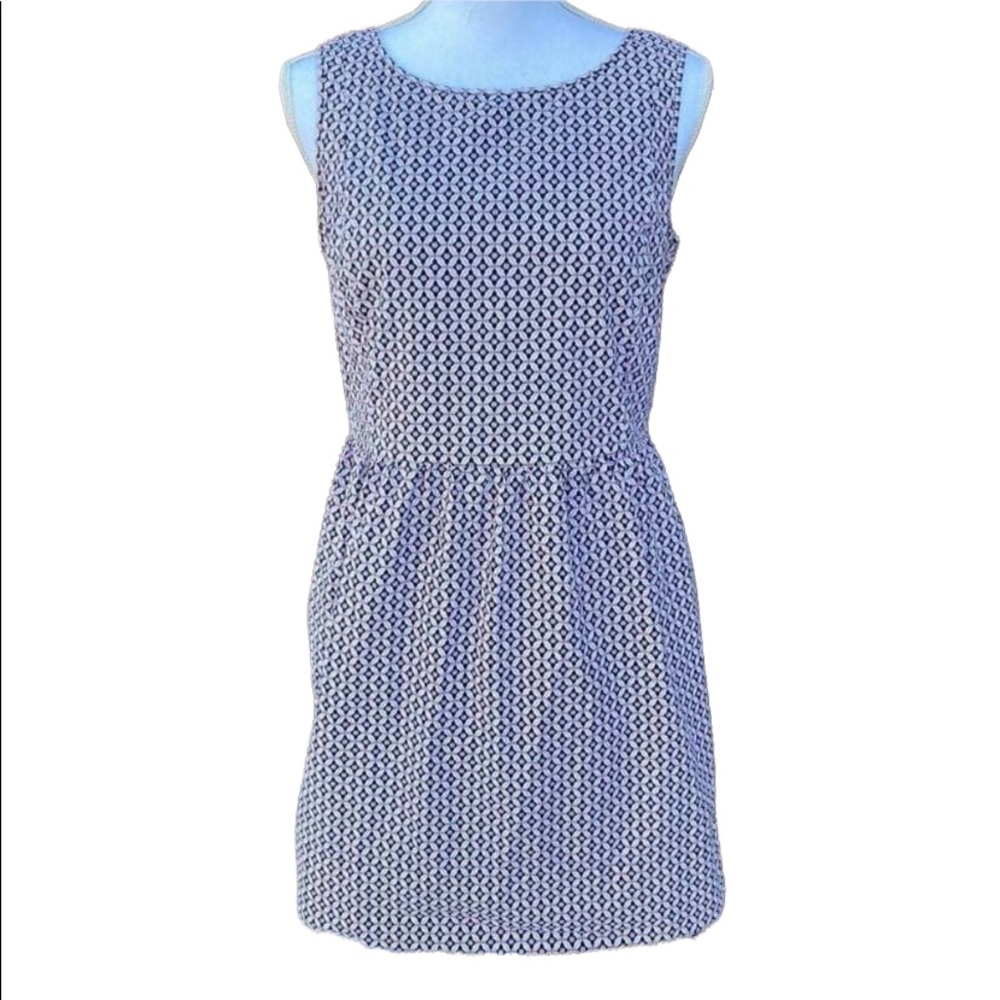 Brooks Brothers Navy and White Sleeveless Printed Mini Dress